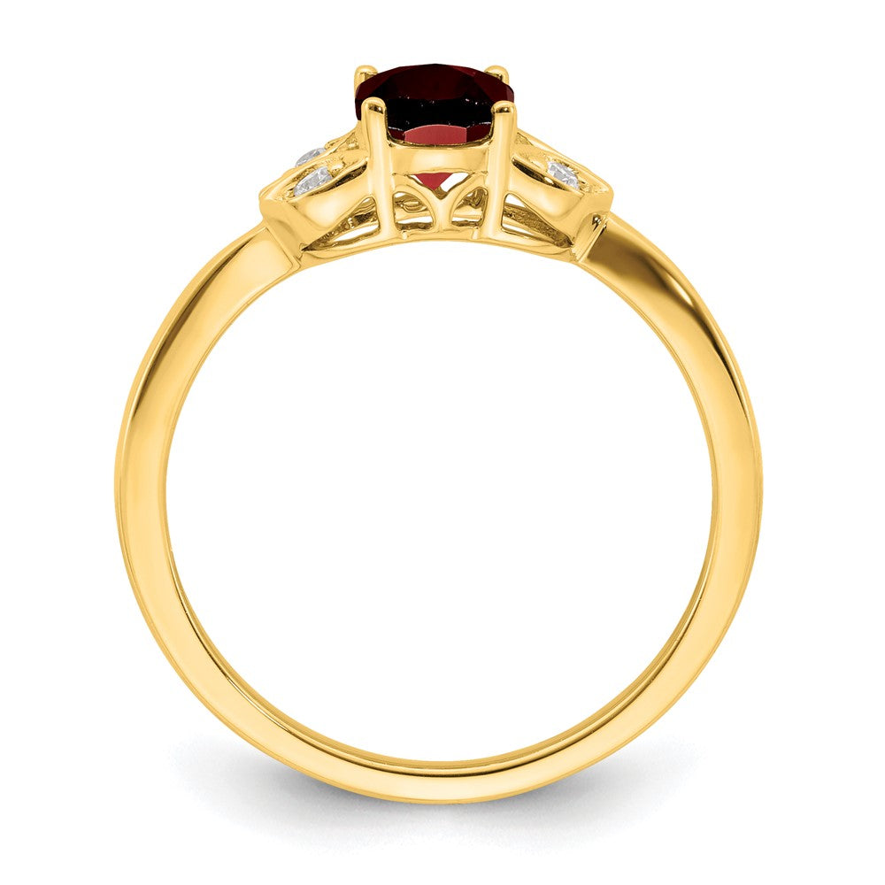 14K Gelbgold Ring mit Granat und echten Diamanten