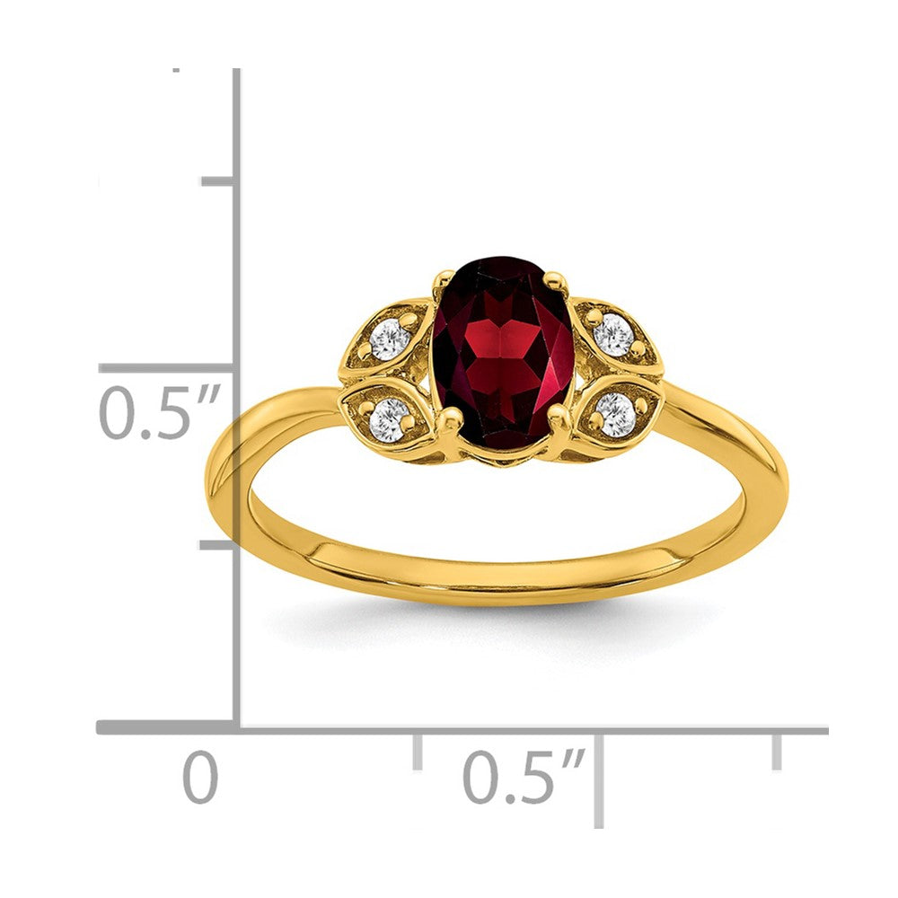 14K Gelbgold Ring mit Granat und echten Diamanten