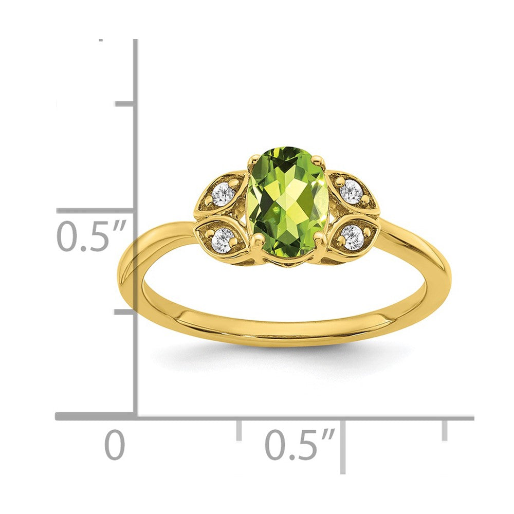 10K Gelbgold Peridot und Diamant Ring