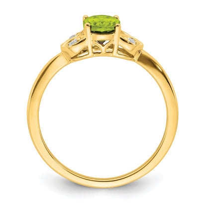 14K Gelbgold Ring mit Peridot und echten Diamanten