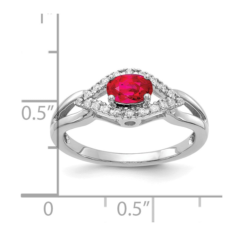 10K Weißgold Diamant und Rubin Ring