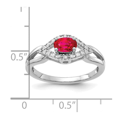 10K Weißgold Diamant und Rubin Ring
