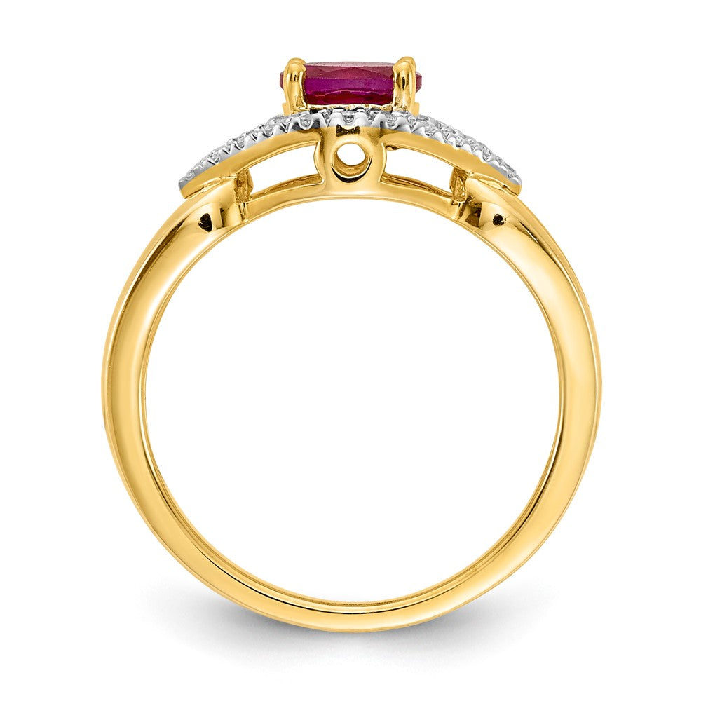10K Gelbgold Diamant und Rubin Ring