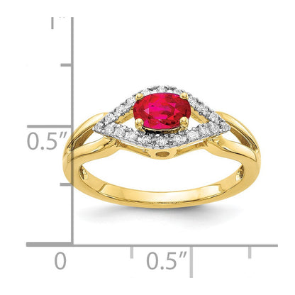 10K Gelbgold Diamant und Rubin Ring