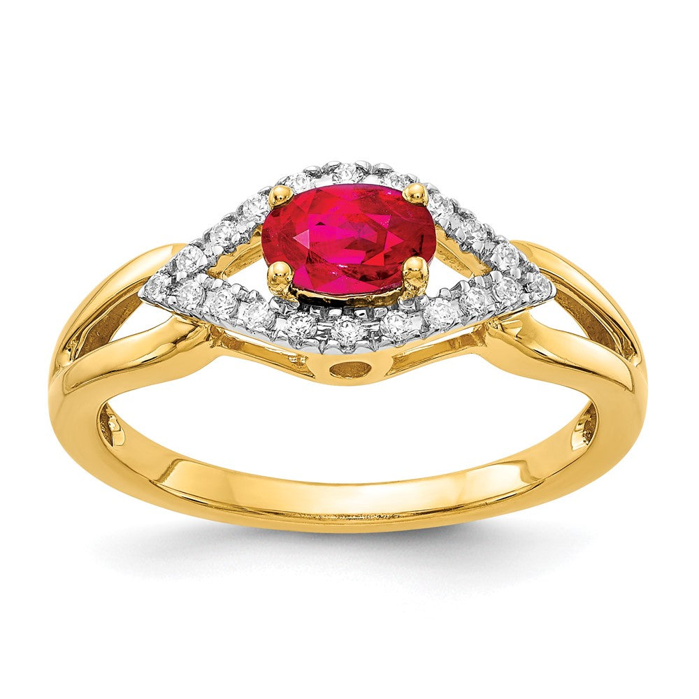 10K Gelbgold Diamant und Rubin Ring