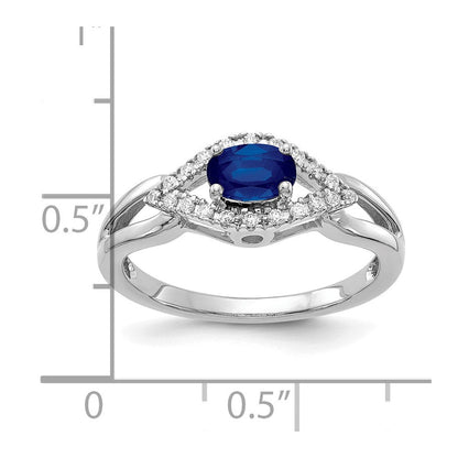 10K Weißgold Diamant und Saphir Ring