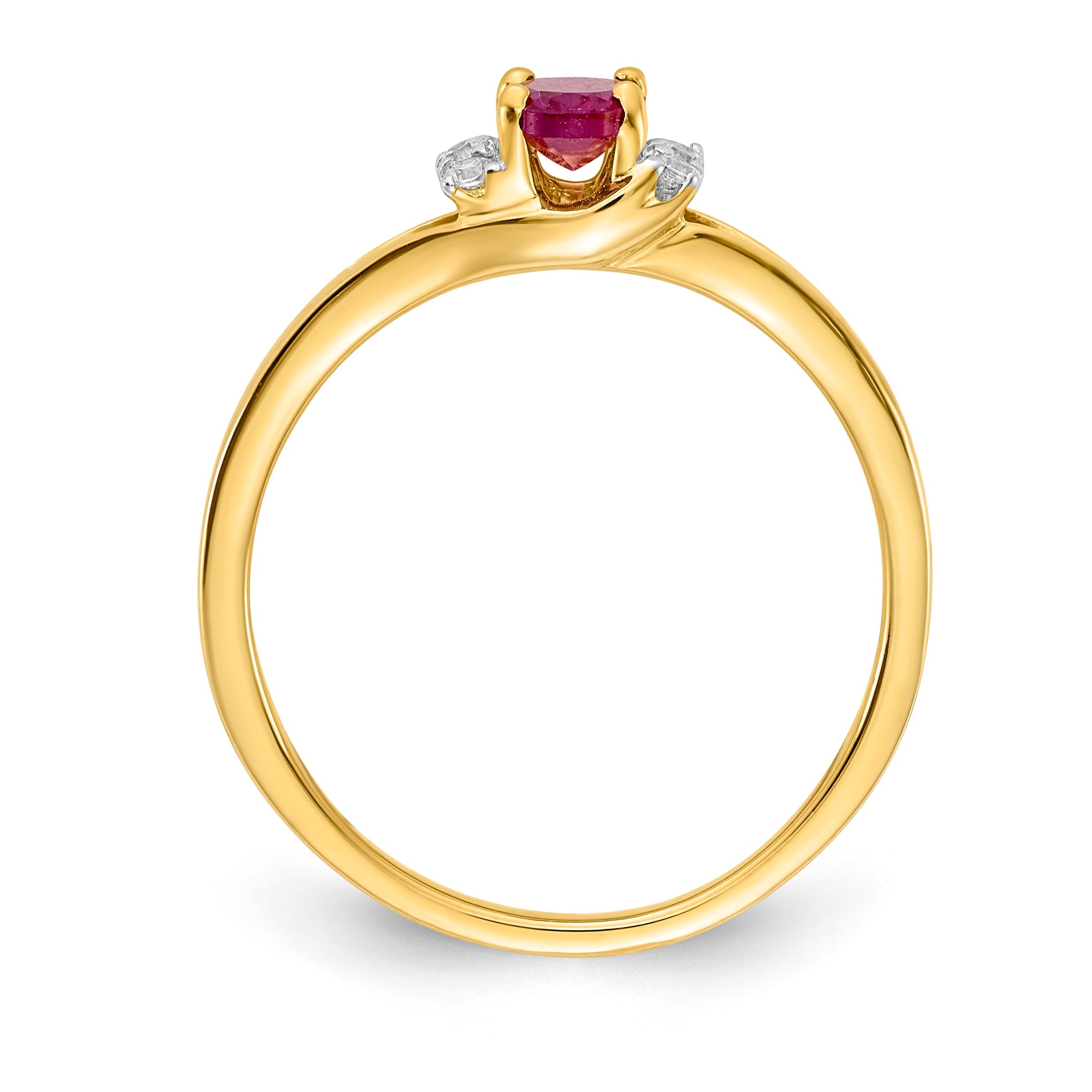 10K Gelbgold Diamant und Oval Rubin Ring