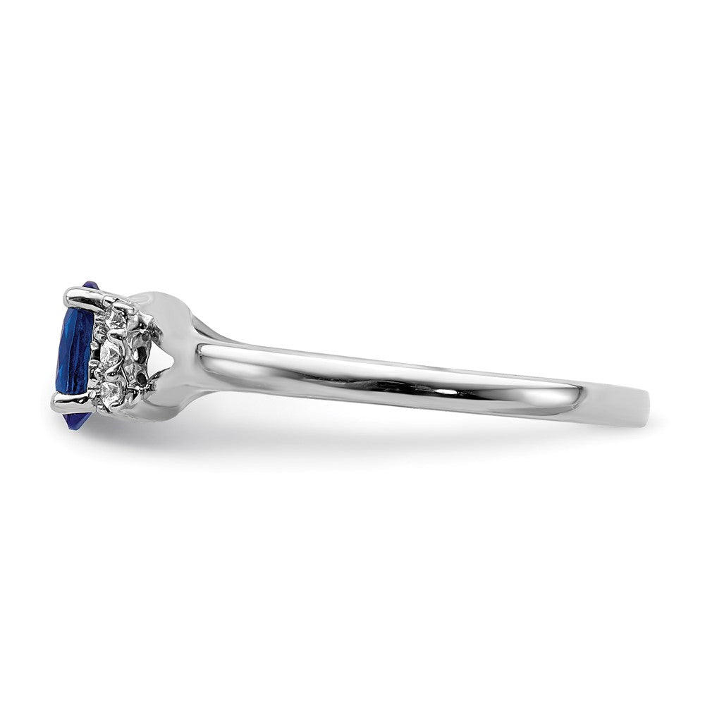14K Weißgold Ring mit echten Diamanten und ovalen Saphiren