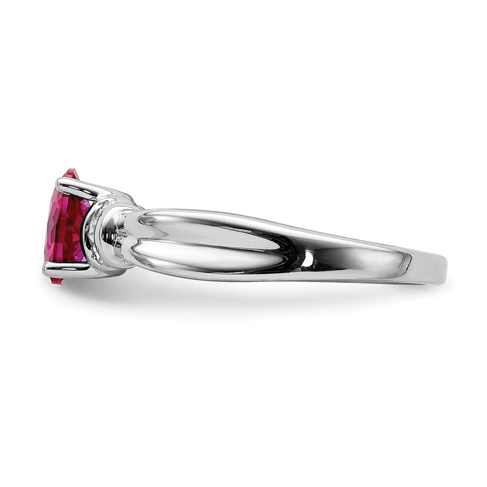 14K Weißgold Ring mit echtem Diamant und ovalem Rubin
