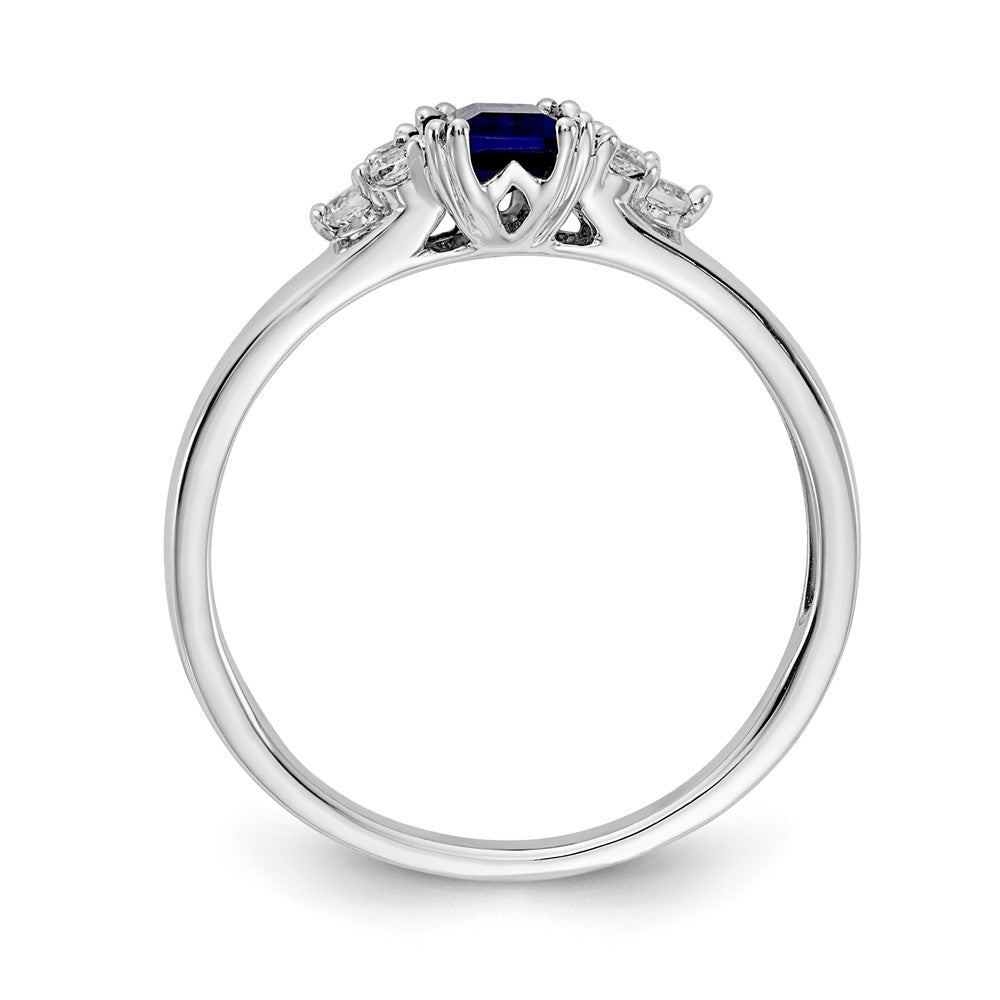 14K Weißgold Ring mit echten Diamanten und Saphiren