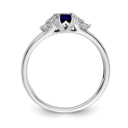 14K Weißgold Ring mit echten Diamanten und Saphiren