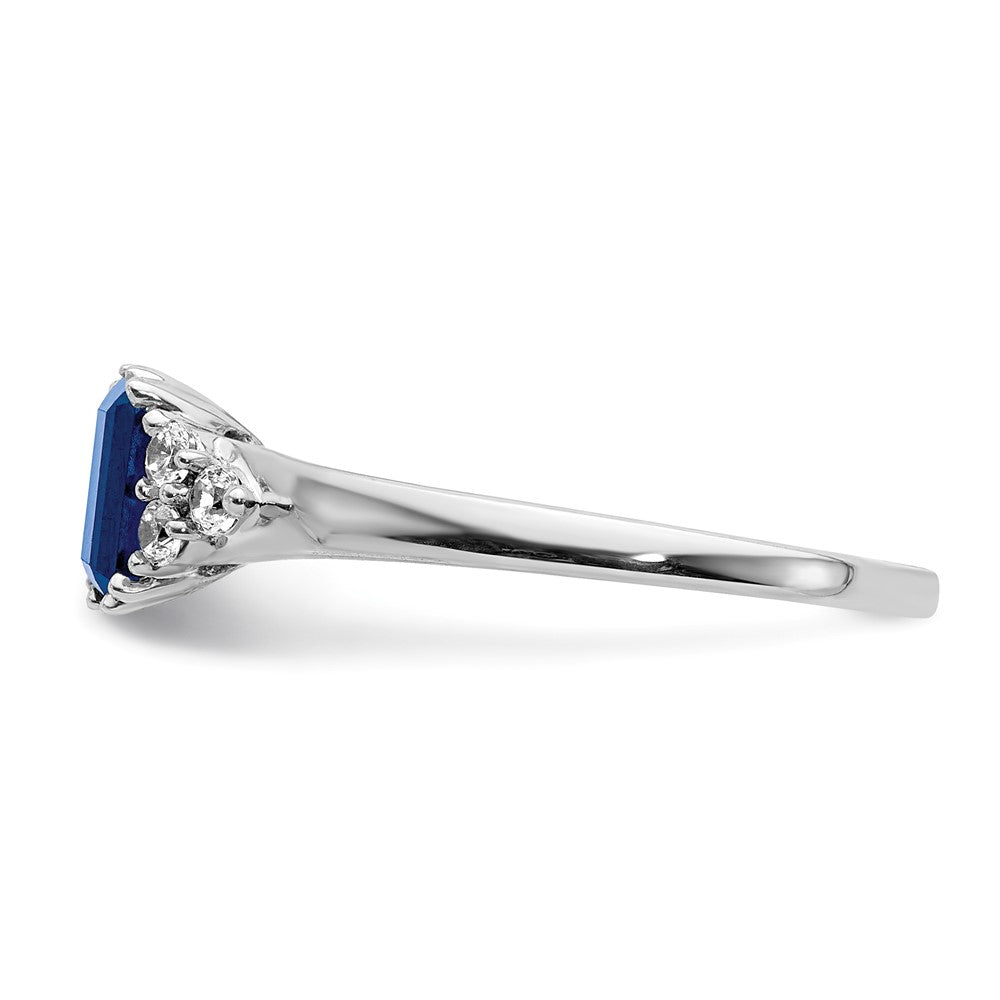 14K Weißgold Ring mit echten Diamanten und Saphiren