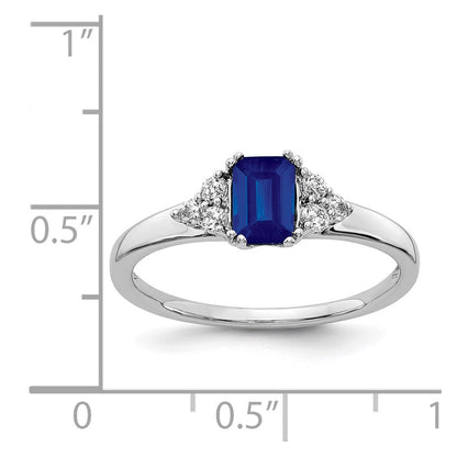 14K Weißgold Ring mit echten Diamanten und Saphiren