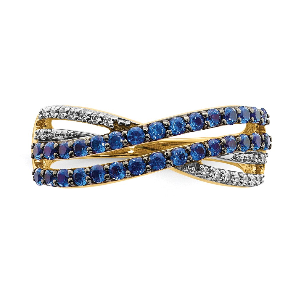 14K Gelbgold Ring mit Saphir und echtem Diamant