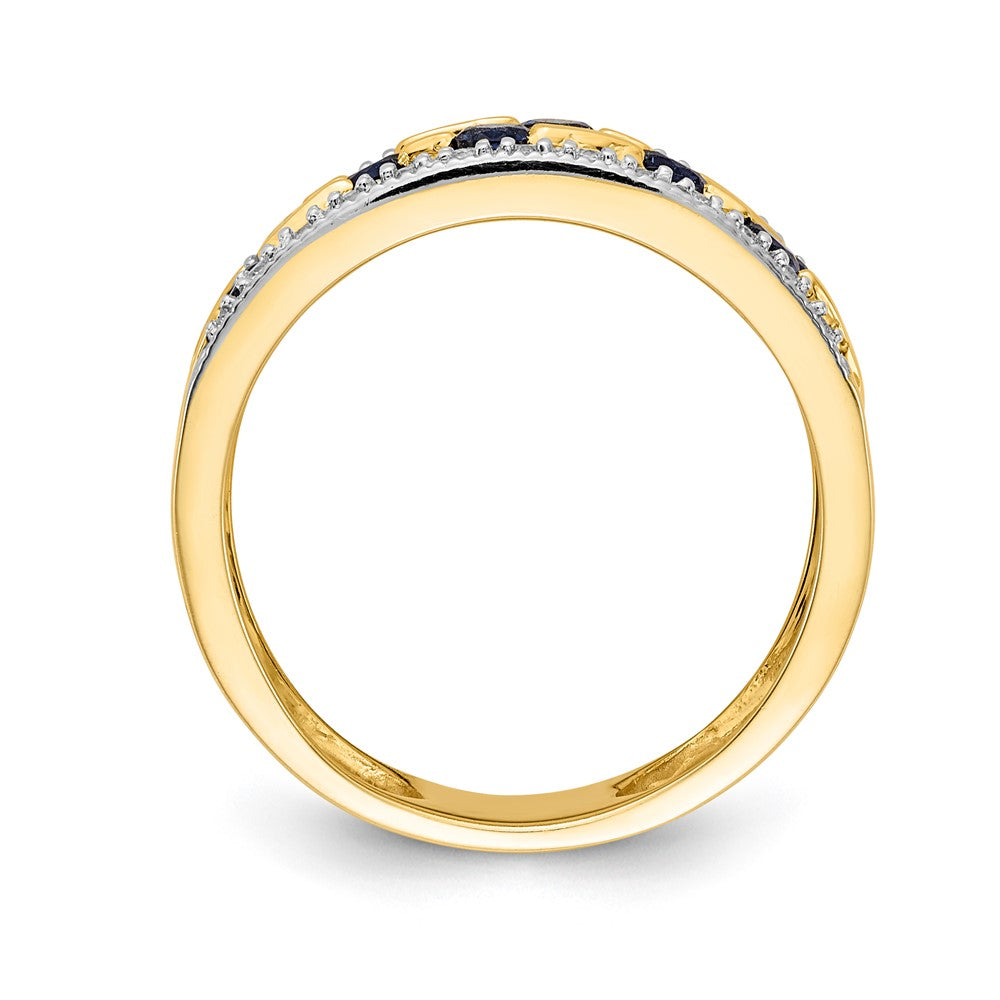 14K Gelbgold Ring mit Saphir und echtem Diamant