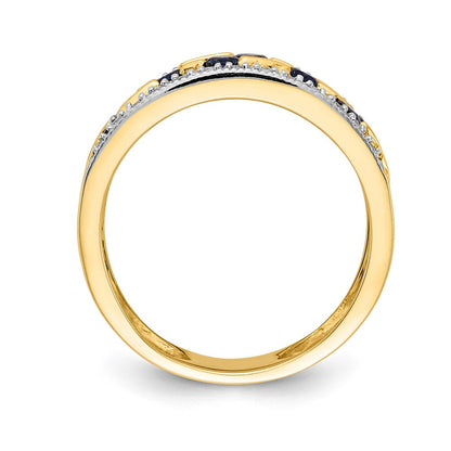 14K Gelbgold Ring mit Saphir und echtem Diamant