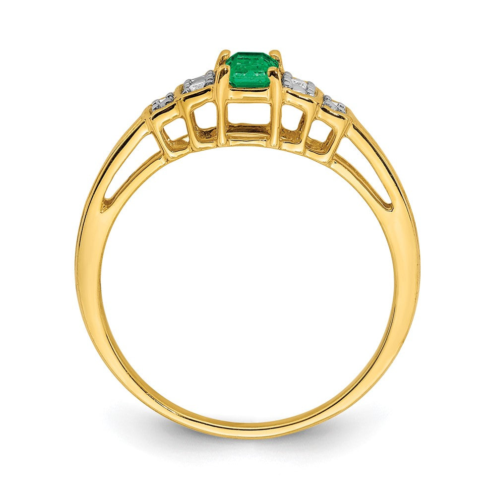 10K Gelbgold 10K Smaragd und Diamant Ring