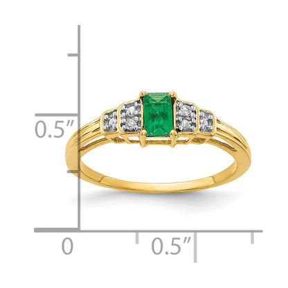 10K Gelbgold 10K Smaragd und Diamant Ring
