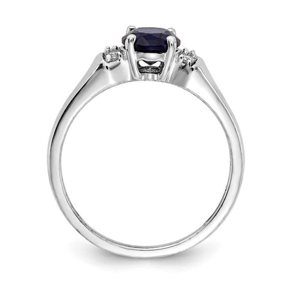 14K Weißgold Ring mit echtem Diamant und Saphir