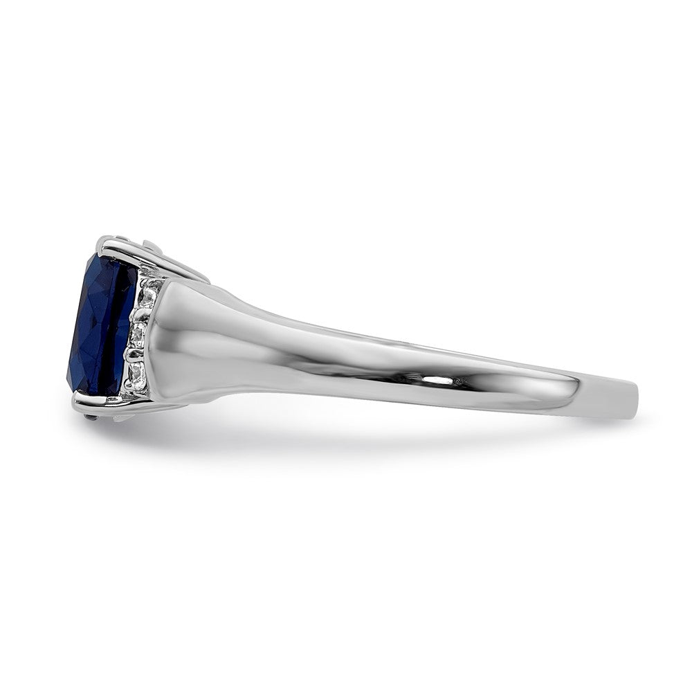 14K Weißgold Ring mit echtem Diamant und Saphir
