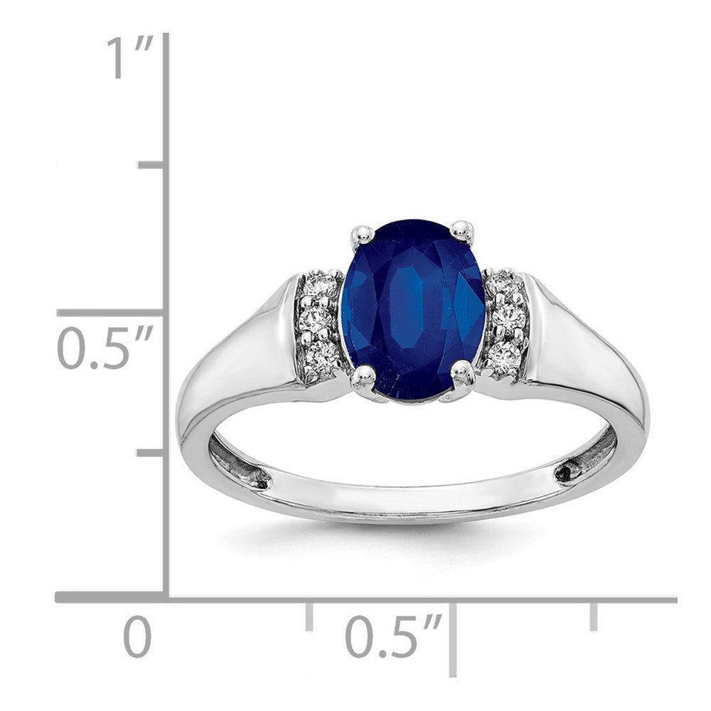 14K Weißgold Ring mit echtem Diamant und Saphir