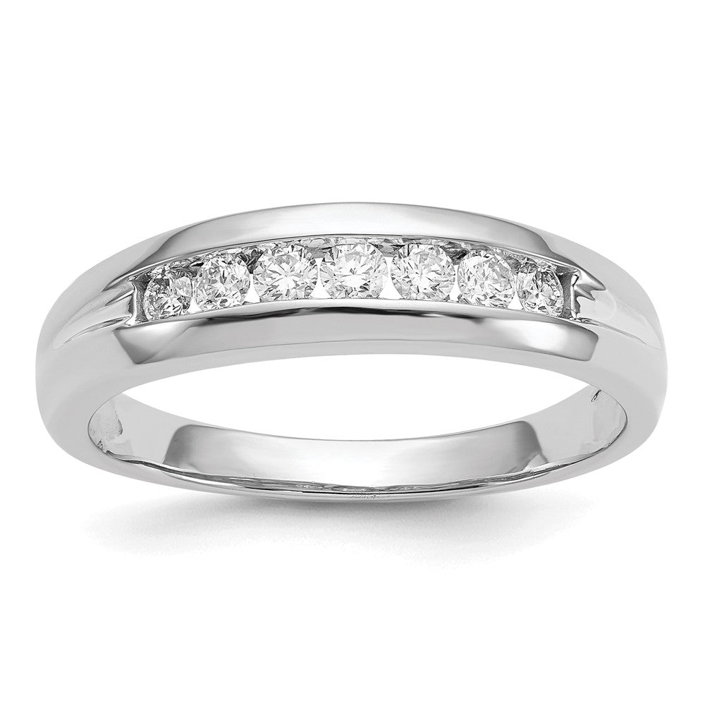 14K Weißgold Herrenring mit 0,33 ct. im Labor gezüchteten Diamanten, VS/SI+ G+, sieben Steine
