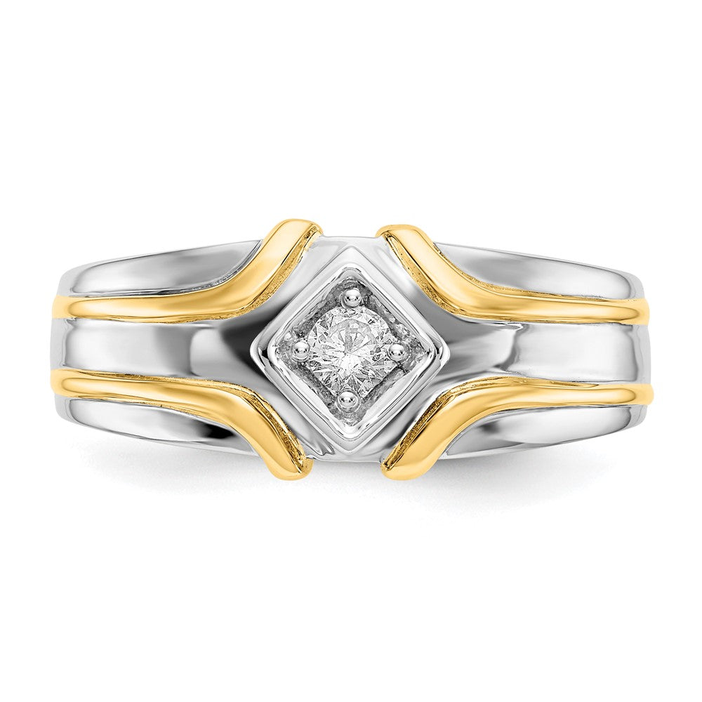 14K Bicolor-Gold Herrenring mit natürlichen Diamanten 0,15 ct
