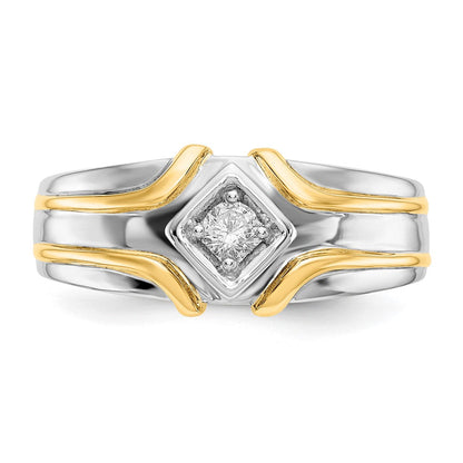 14K Bicolor-Gold Herrenring mit natürlichen Diamanten 0,15 ct