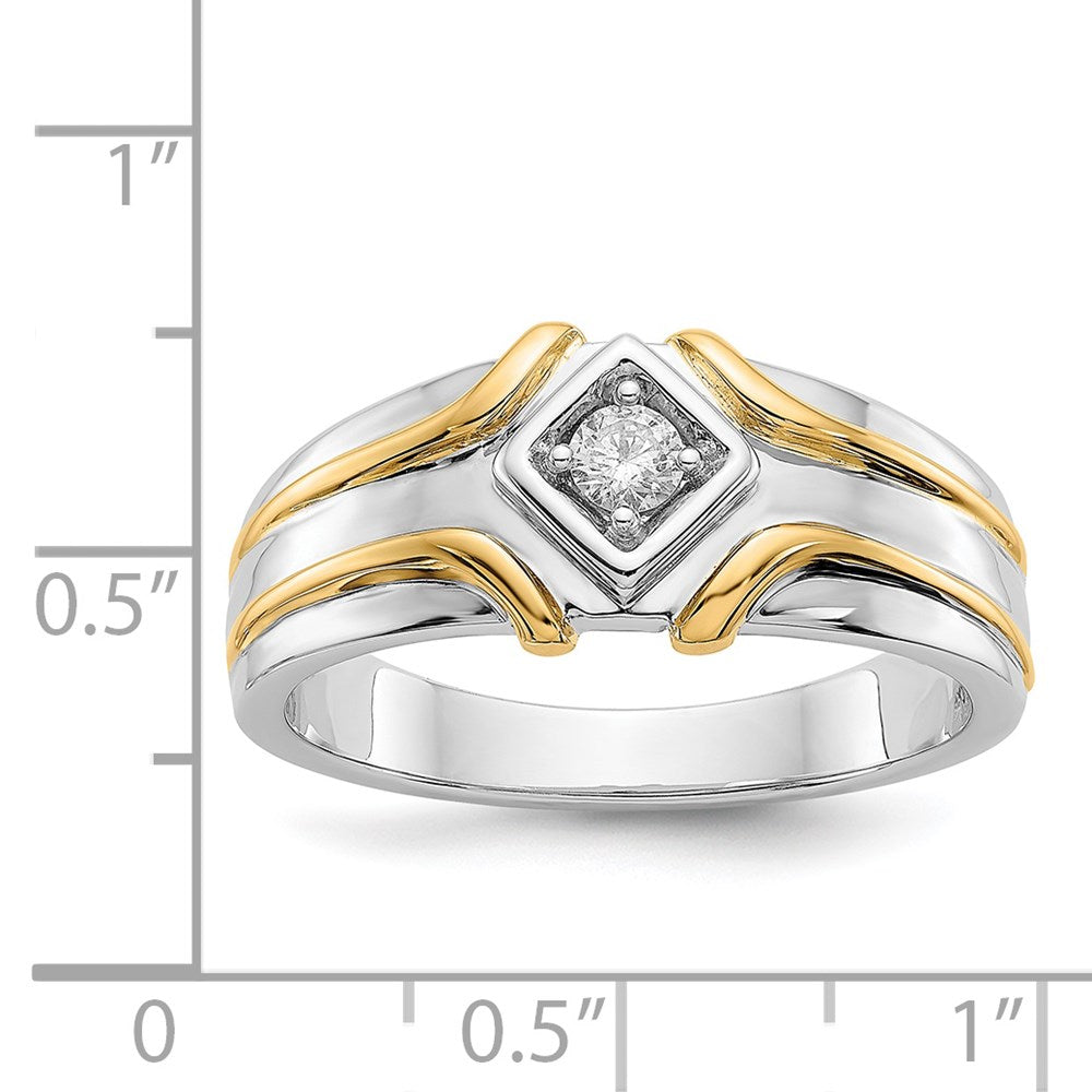14K Bicolor-Gold Herrenring mit natürlichen Diamanten 0,15 ct