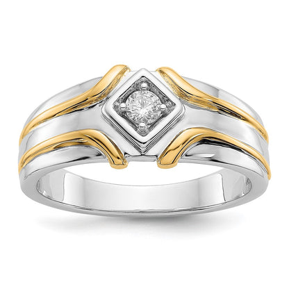 14K Bicolor-Gold Herrenring mit natürlichen Diamanten 0,15 ct