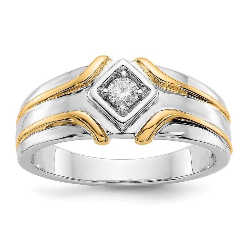 14K Bicolor-Gold Herrenring mit natürlichen Diamanten