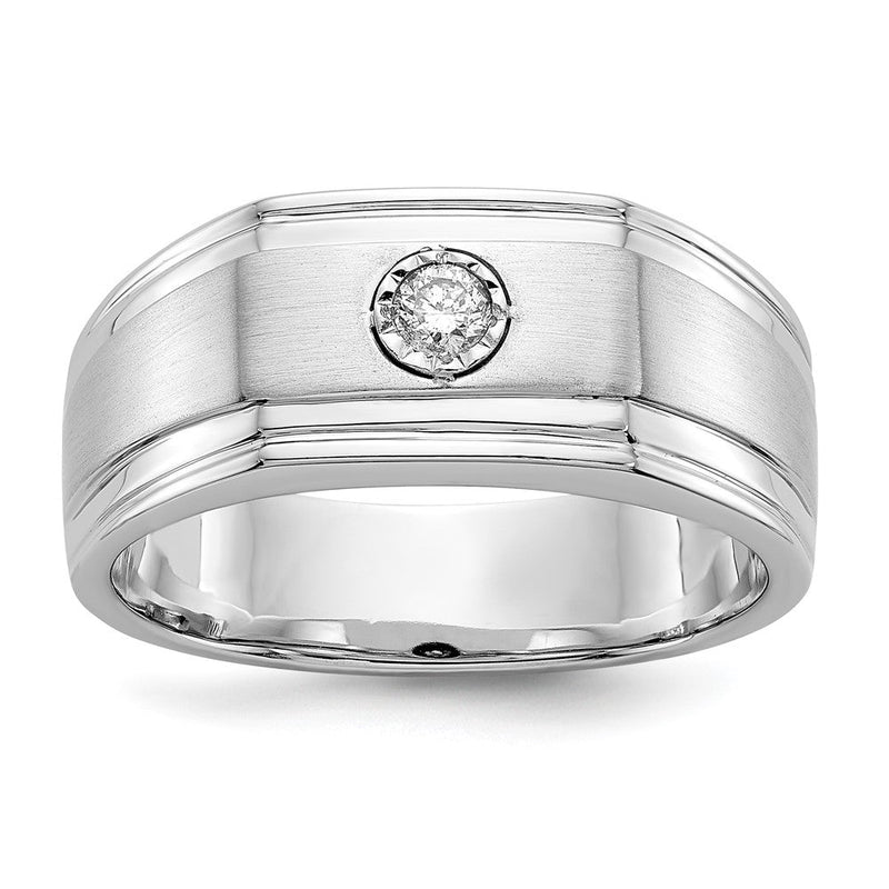 14K Weißgold Herrenring mit natürlichen Diamanten