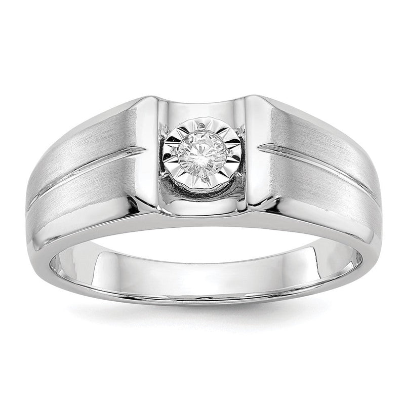 14K Weißgold Herrenring mit natürlichem Diamant