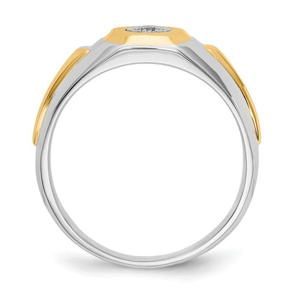 14K Bicolor Herrenring mit 0,1 ct. Labor-Diamant, VS/SI+ G+, komplett