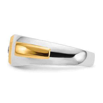 14K Bicolor Herrenring mit 0,1 ct. Labor-Diamant, VS/SI+ G+, komplett
