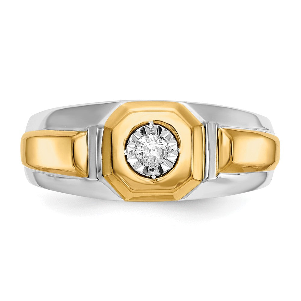 14K Bicolor Herrenring mit 0,1 ct. Labor-Diamant, VS/SI+ G+, komplett