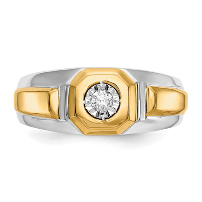14K Bicolor Herrenring mit 0,1 ct. Labor-Diamant, VS/SI+ G+, komplett