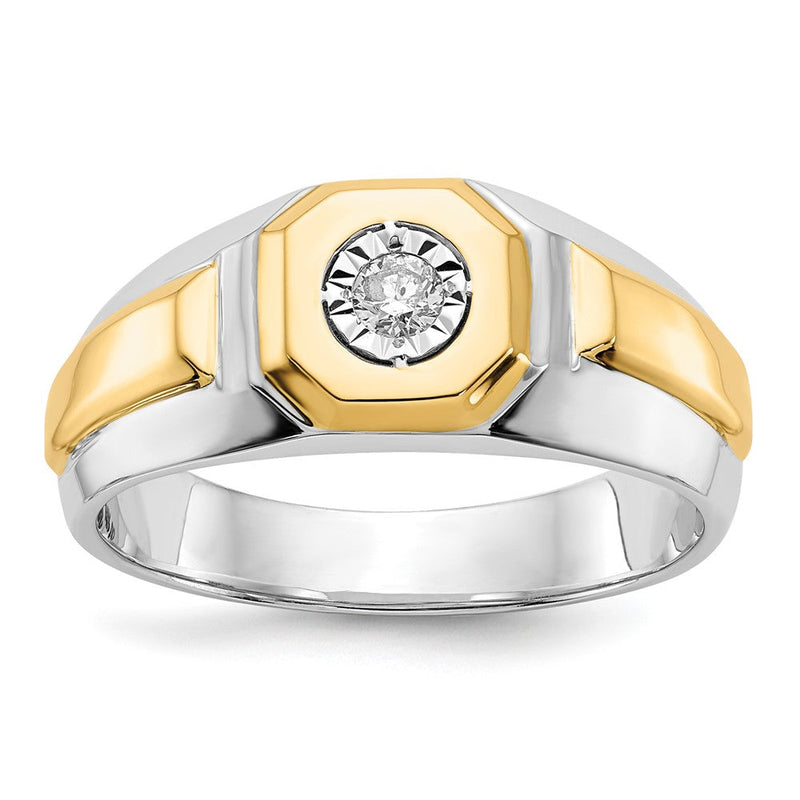 14K Bicolor Diamant Herren Ring