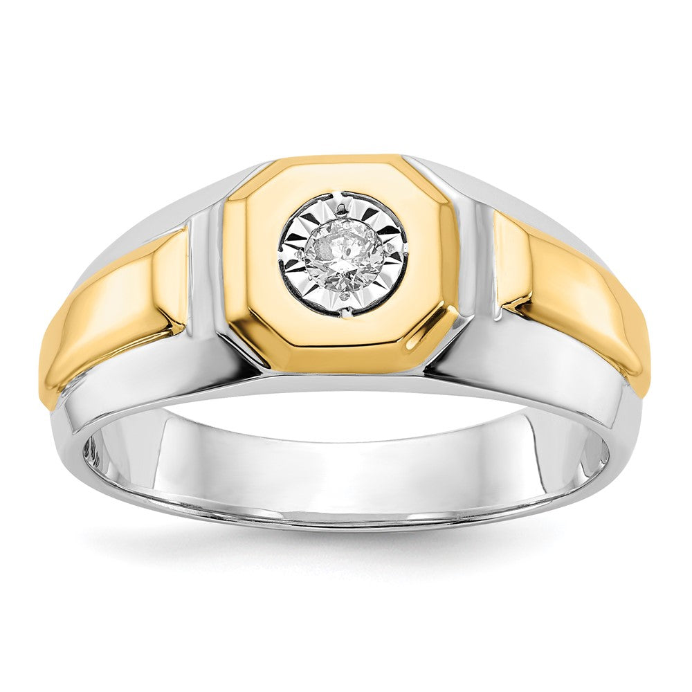 14K Bicolor-Gold Herrenring mit natürlichem Diamant 0,10 ct