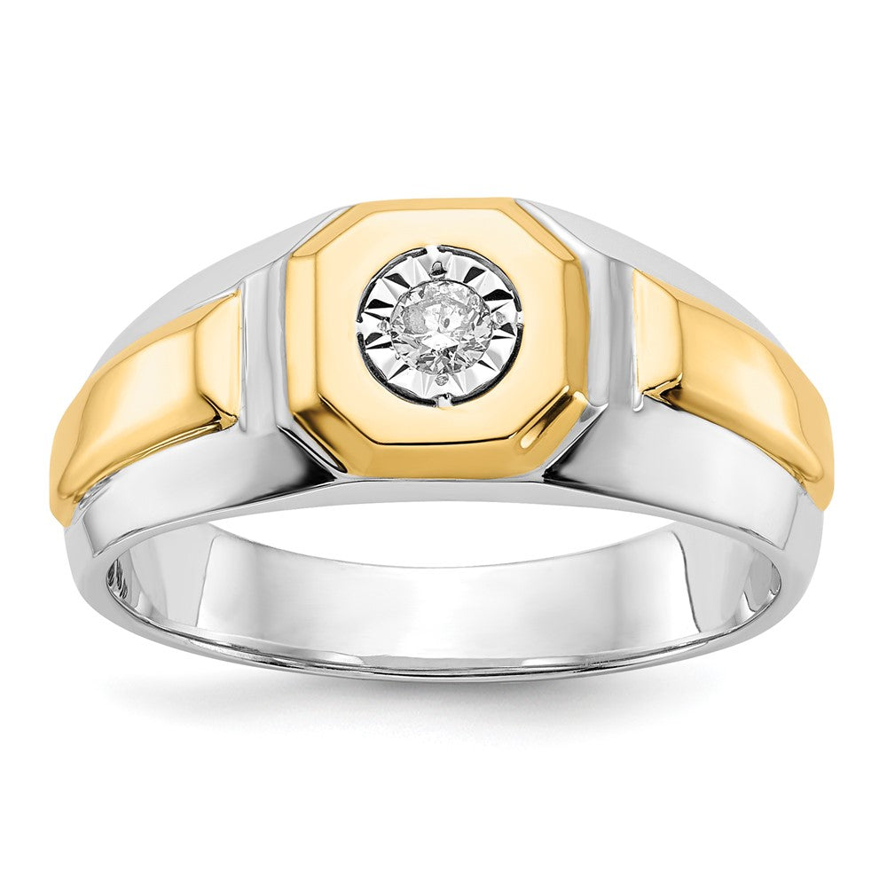 14K Bicolor Herrenring mit 0,1 ct. Labor-Diamant, VS/SI+ G+, komplett