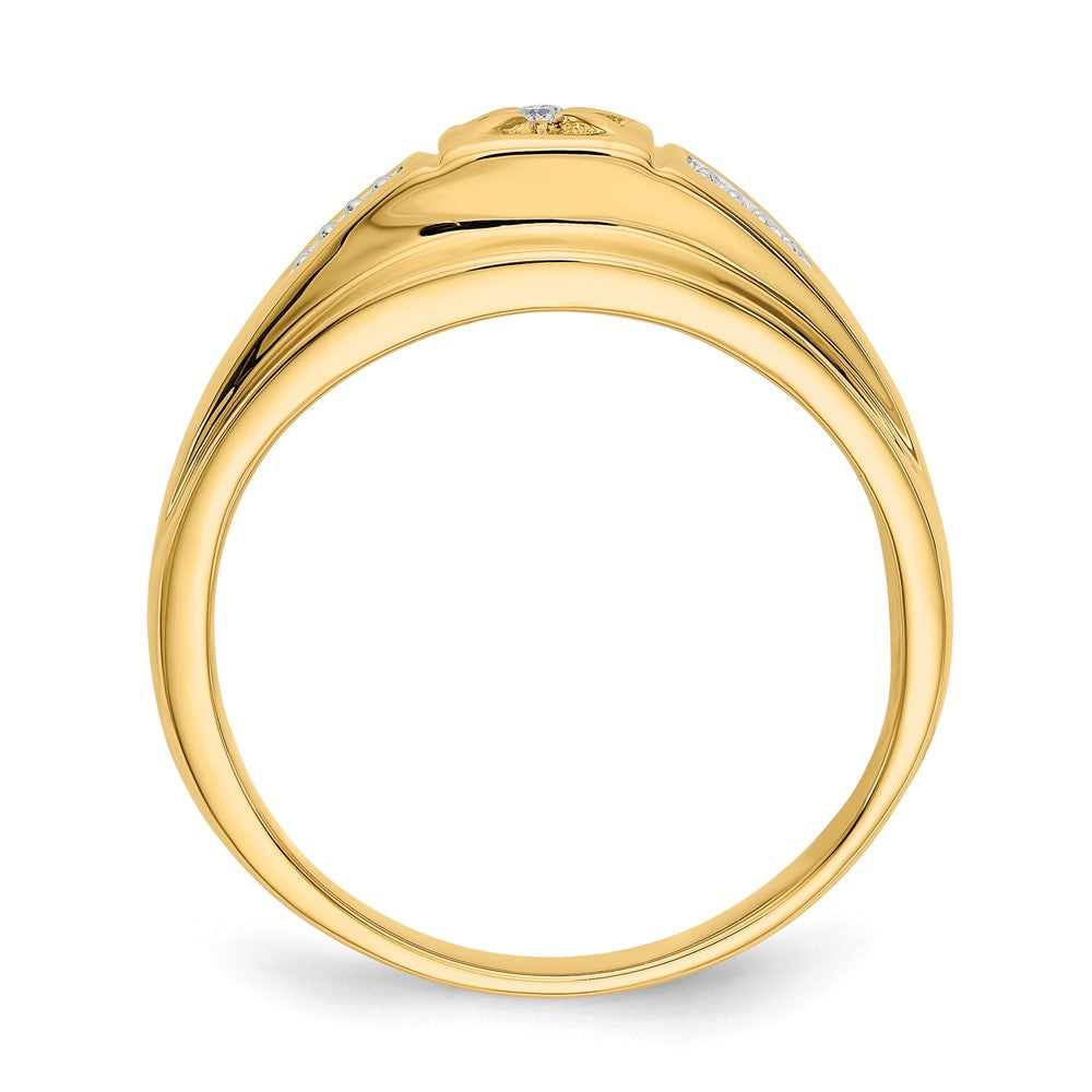 14K Gelb & Rhodium und Diamant Herren Ring