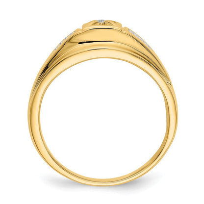 14K Gelb & Rhodium und Diamant Herren Ring
