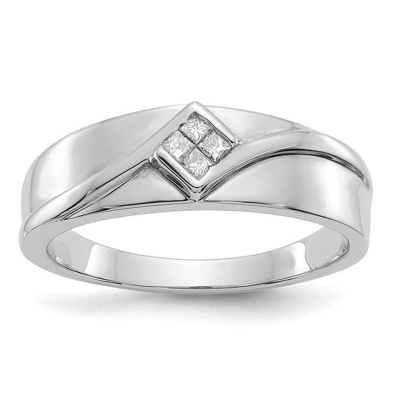 14K Weißgold Herrenring mit natürlichen Diamanten