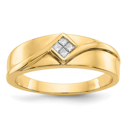 14K Gelbgold Herrenring mit natürlichen Diamanten