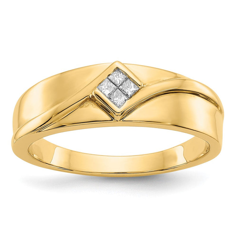 14K Gelbgold Herrenring mit natürlichen Diamanten