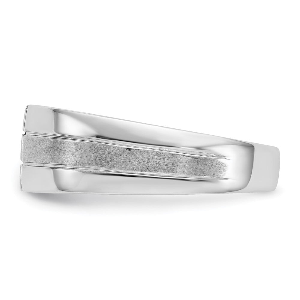 14K Weißgold Herren-Ring mit natürlichen Diamanten, poliertes und satiniertes Finish