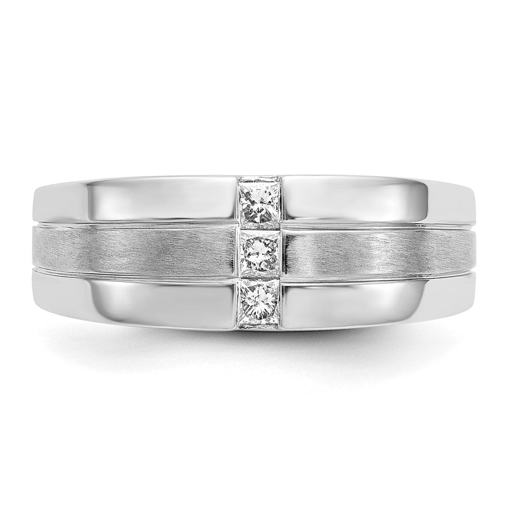 14K Weißgold Ring mit 0,25 ct. laborgezüchteten Diamanten, VS/SI+ G+, poliert und satiniert, für Herren