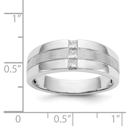 14K Weißgold Herren Diamant Poliert und Satiniert Ring