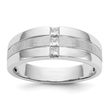 14K Weißgold Ring mit 0,25 ct. laborgezüchteten Diamanten, VS/SI+ G+, poliert und satiniert, für Herren