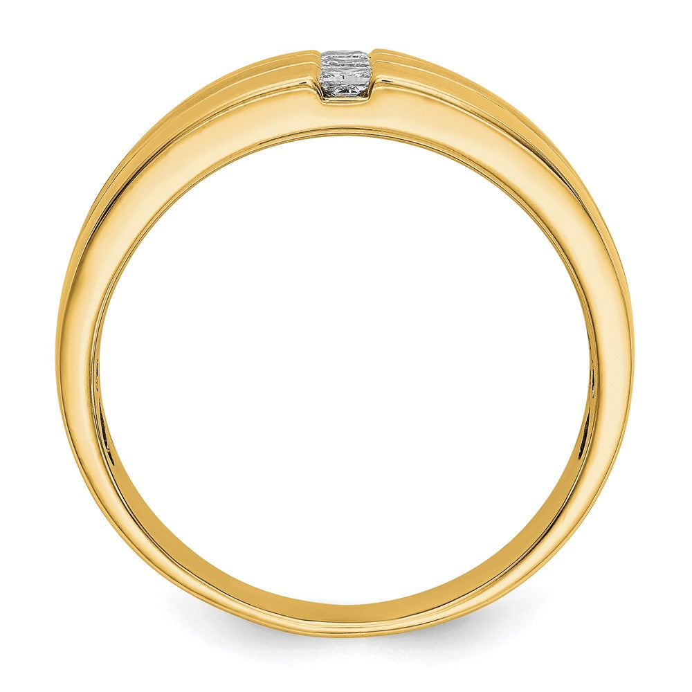 14K Gelbgold Herrenring mit 0,25 ct. laborgezüchtetem Diamant, VS/SI+ G+, poliert und satiniert